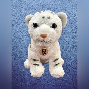 WILD REPUBLIC BABY  TIGER PLUSH CUB STUFFED ANIMAL.WHITE CUB W/BLACK STRIPES 10”